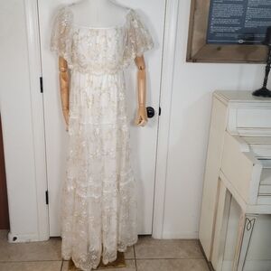 Baltic Born Lace White Maxi Cottagecore Spring Floral Dress Size Large (SOLD OUT